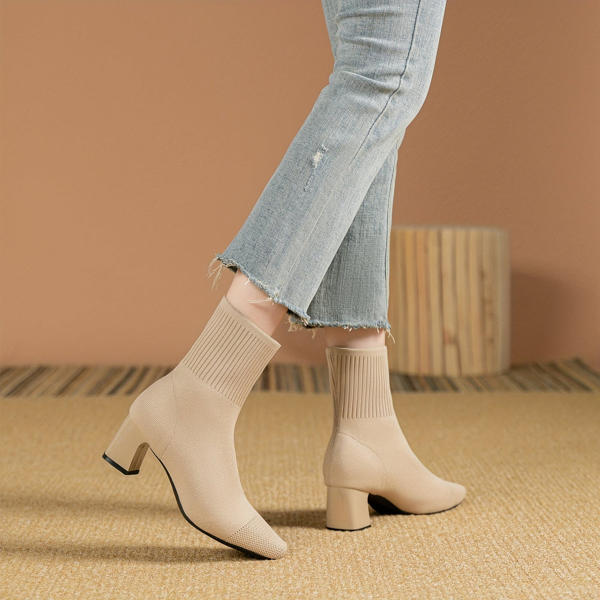Strick-Stiefeletten Damen | Blockabsatz & Bequem 10