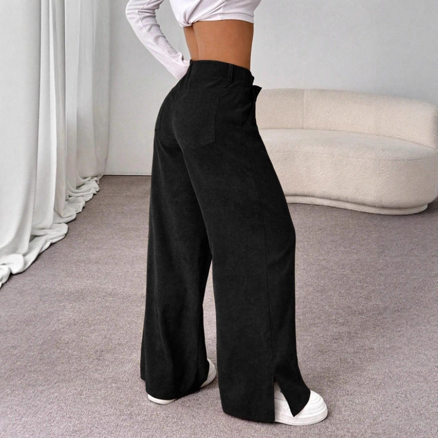 Weitbein Hose Damen | High-Waist & Beinschlitz