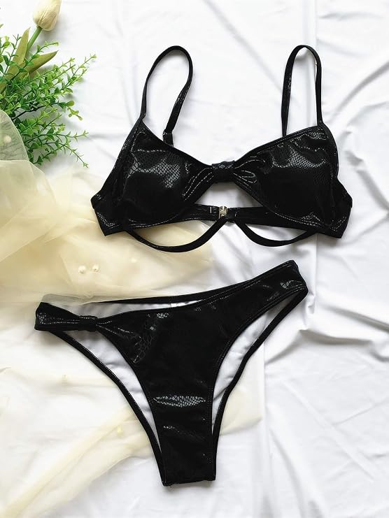 Dames Bikini Set | Metallic Pythonprint met Cut-Out en Twist-detail