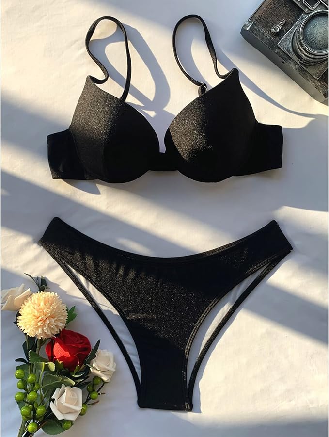 Dame Bikini Sæt 3-Dele | Push-Up Top, Bikini Trusse & Slå-Om Nederdel
