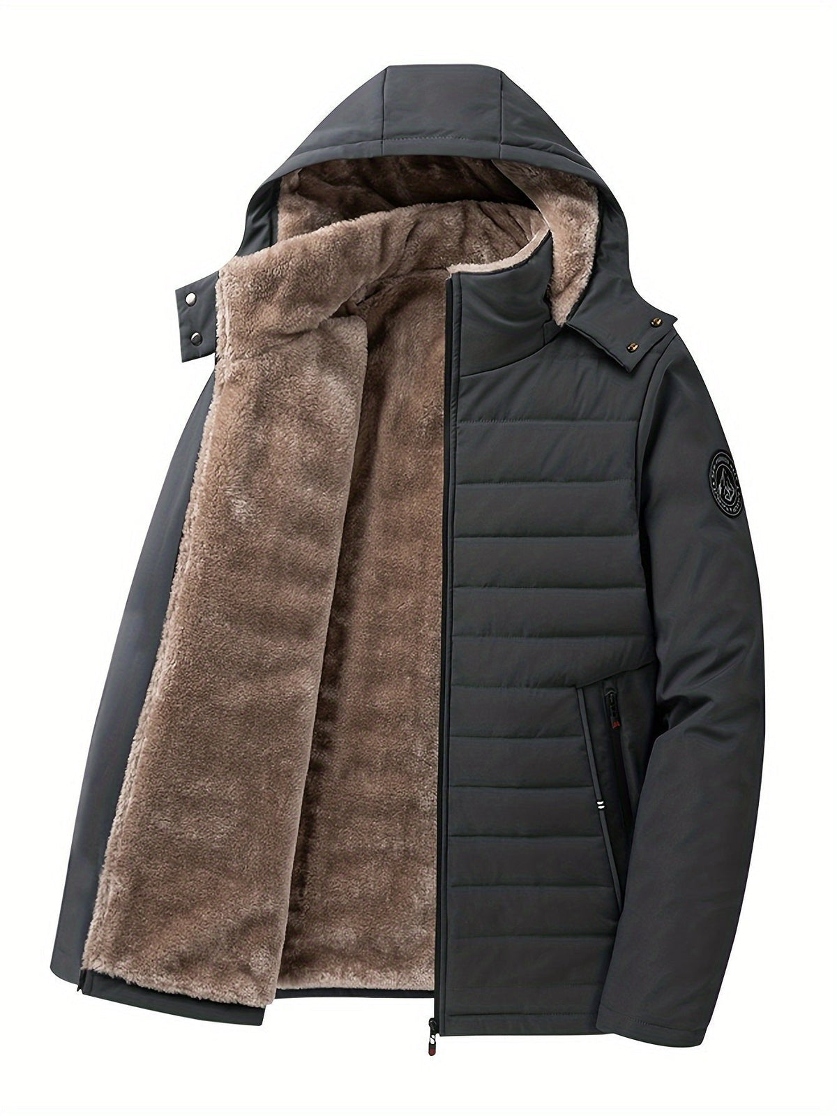 Pufferjacke Herren | Kapuze & Warmes Plüschfutter