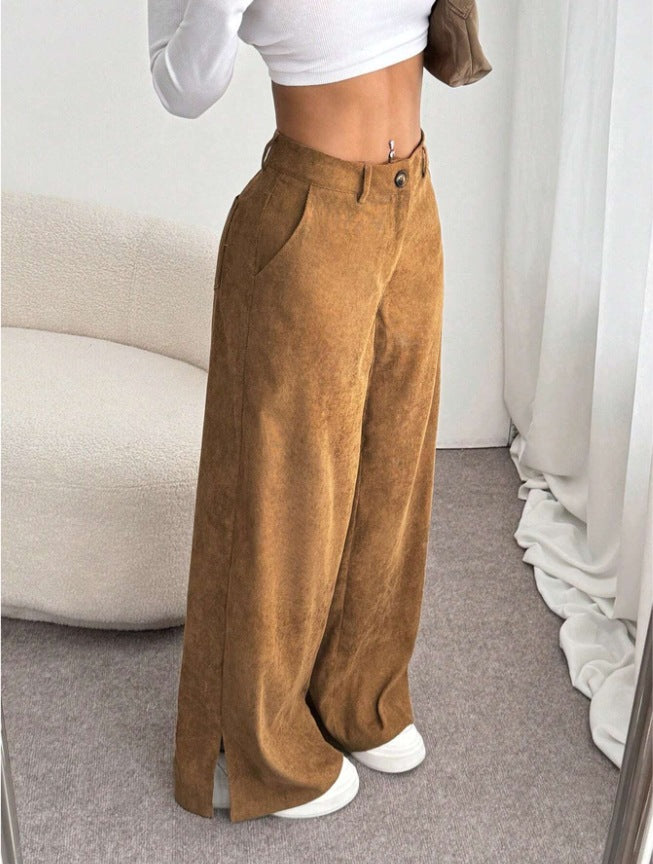Weitbein Hose Damen | High-Waist & Beinschlitz