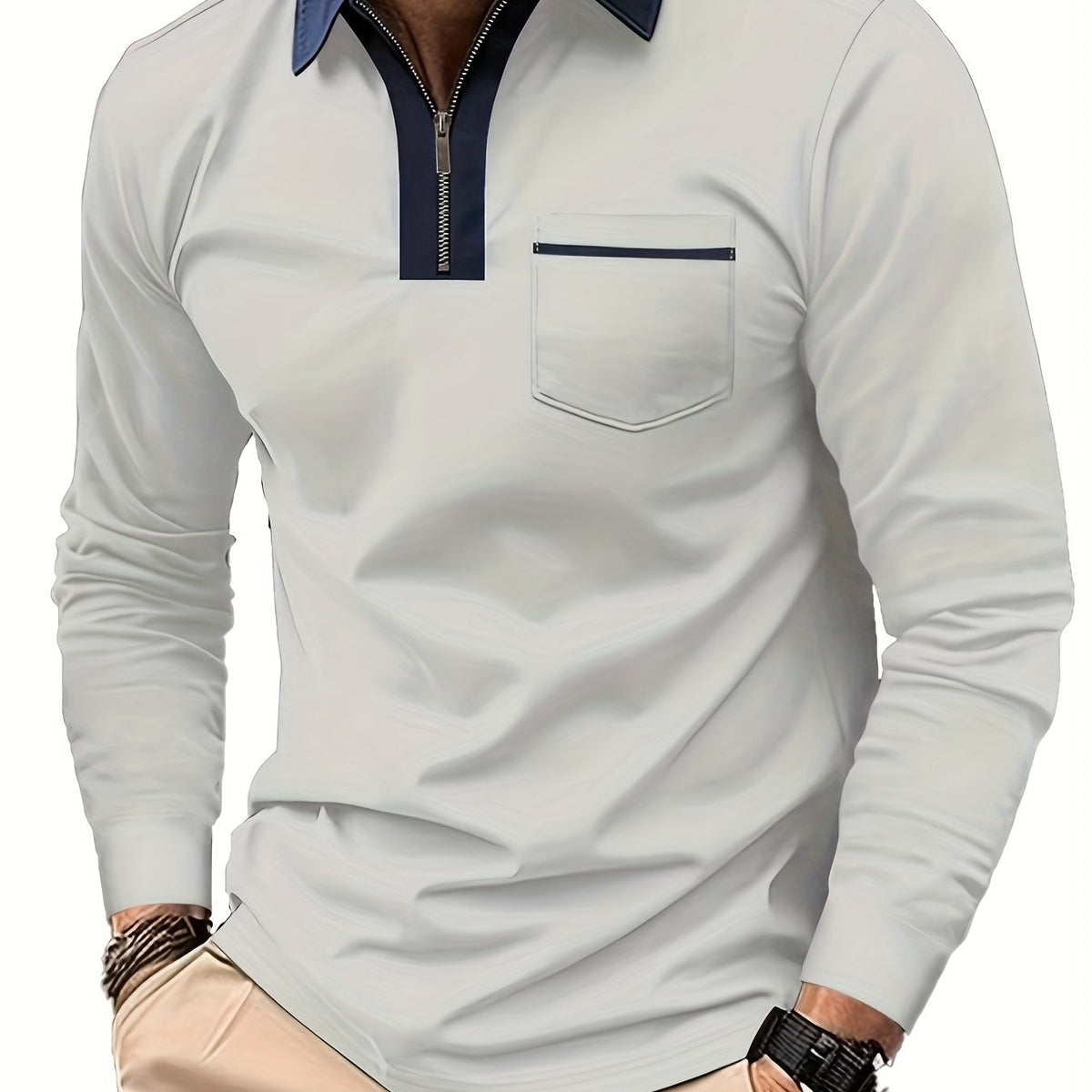 Poloshirt Herren Langarm | Reißverschlusskragen & Bequem