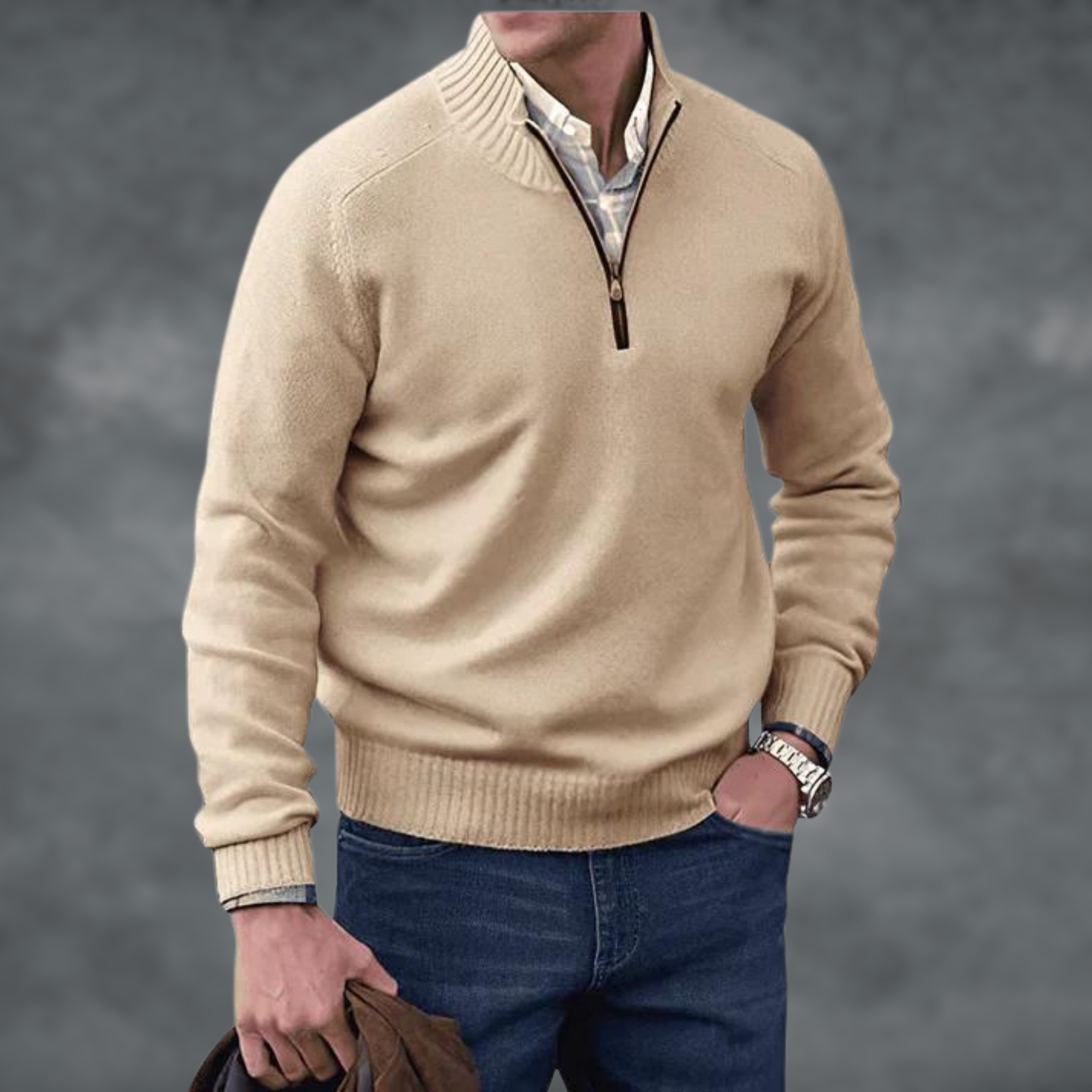 Alden - Eleganter Kaschmir-Pullover mit Reißverschluss 0