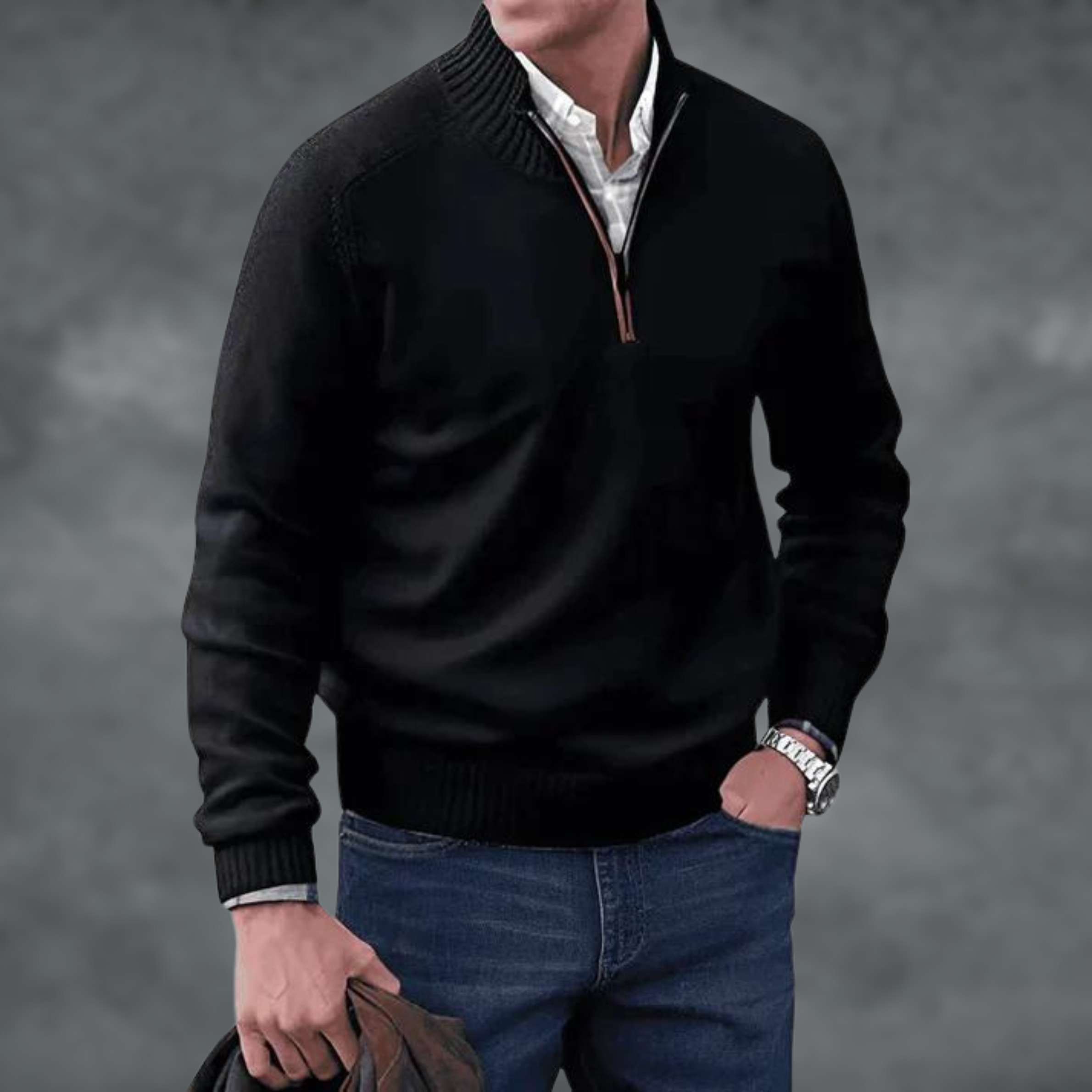 Alden - Eleganter Kaschmir-Pullover mit Reißverschluss 1