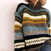 Alivia - Pull col roulé confortable pour femme avec motif à rayures