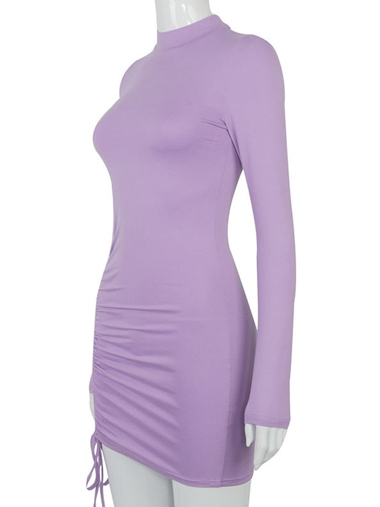 Attraktives Bandage Bodycon Kleid | Herbstliche Turtleneck Party Dress