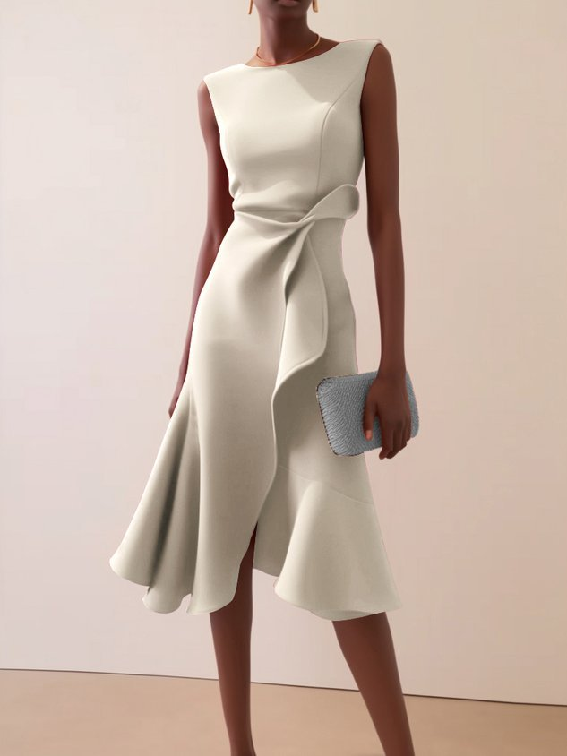 Beatrice | Damen Drapiertes Asymmetrisches Midikleid 8