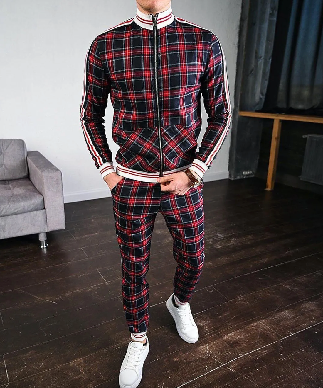 Trainingsanzug Herren | Karomuster & Sportlicher Look 3