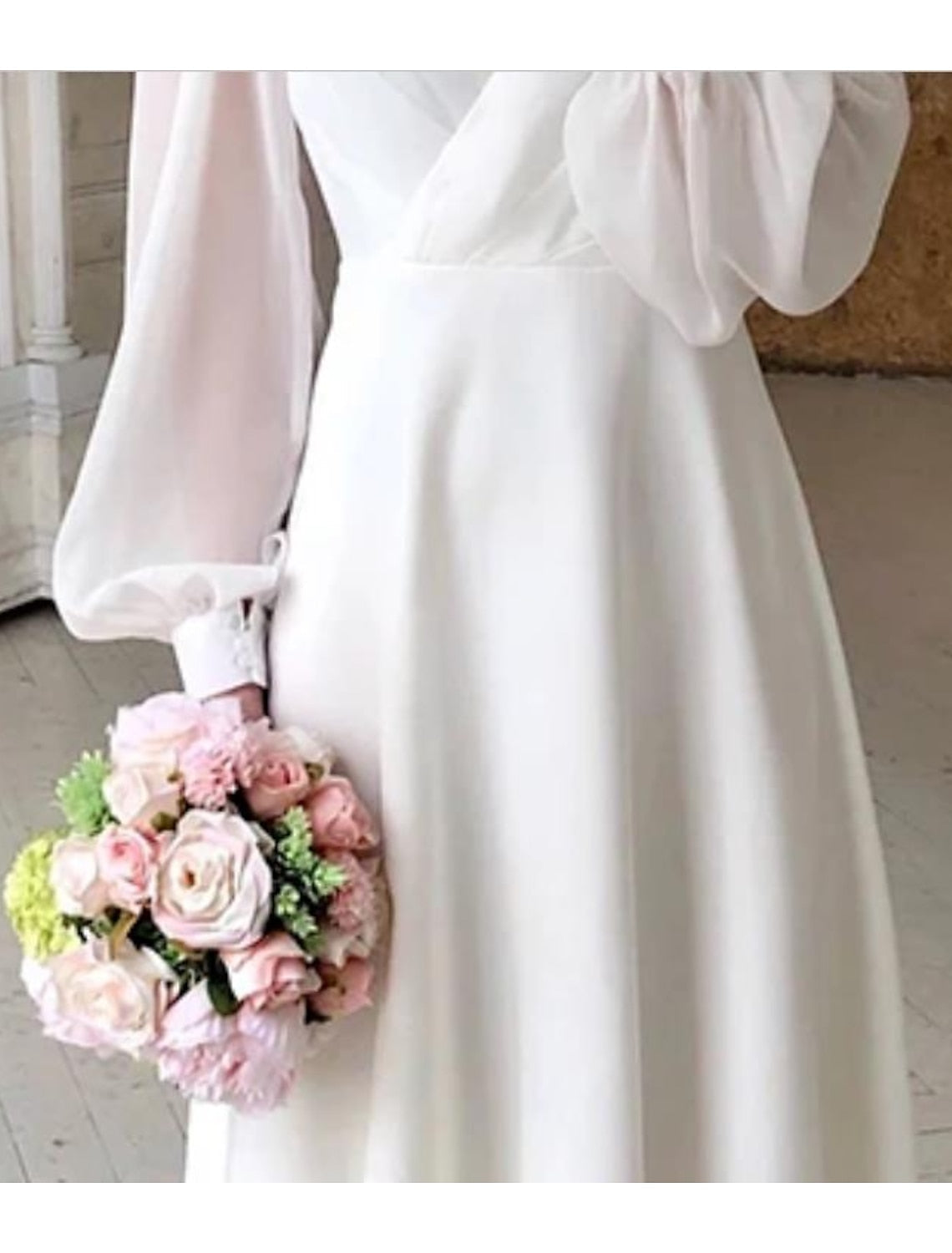 Birgit | Damen Klassisches Langarm Fließendes Brautkleid 2