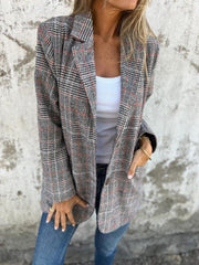 Women's Blazer | Checked Pattern & Tailored Fit