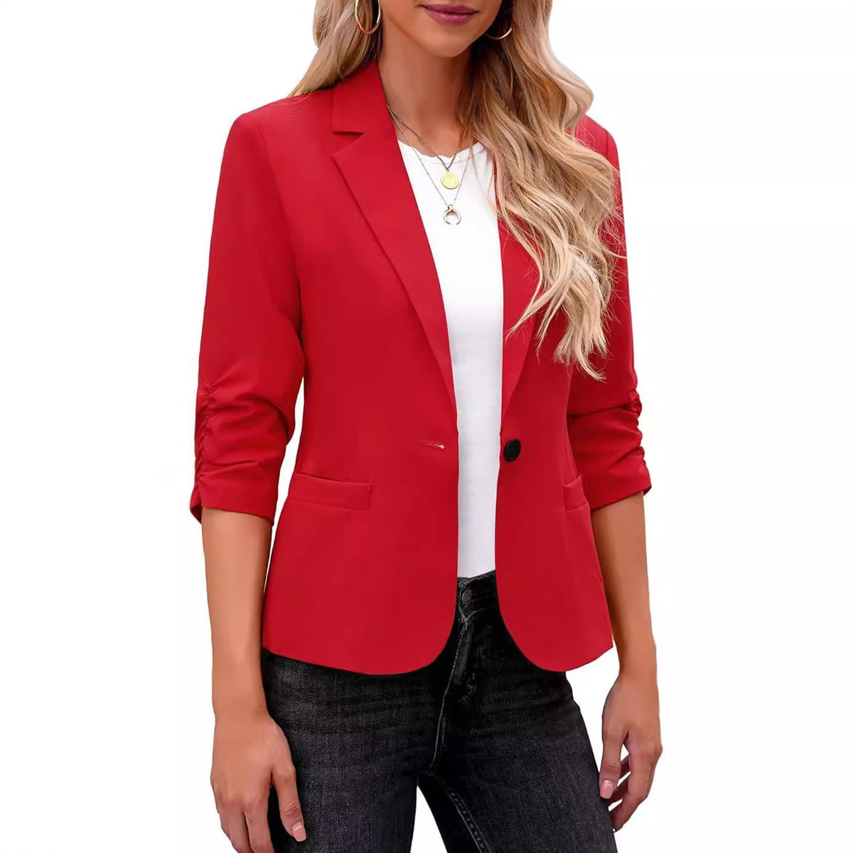 Blazer Damen | Raffärmel & Klassischer Knopf