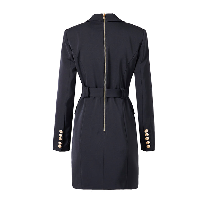 Blazerkleid mit Taillengürtel und Knopfverzierung 5