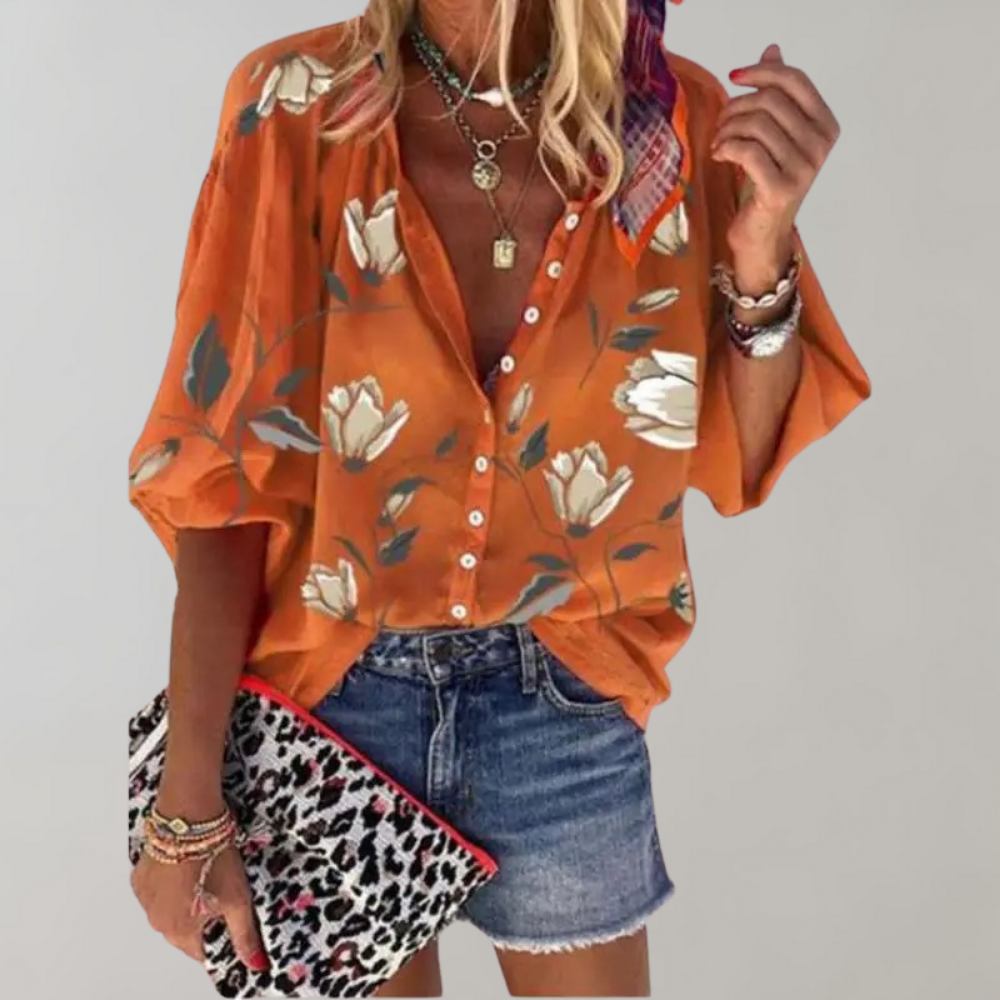 Bluse Damen | Blumenprint & Lässig