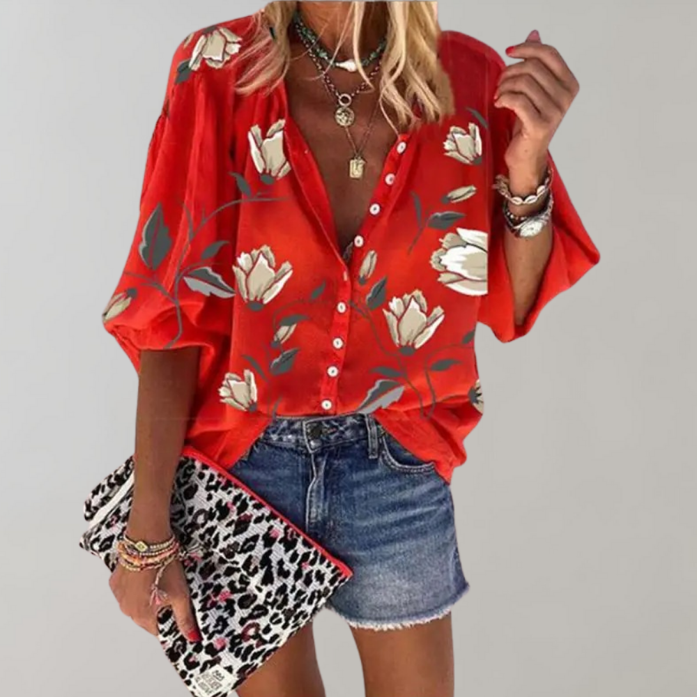 Bluse Damen | Blumenprint & Lässig