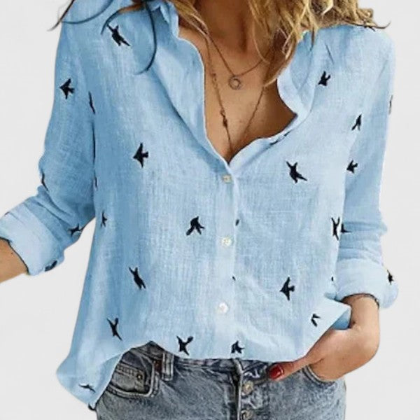 Winifred | Elegante Damenbluse mit V-Ausschnitt – Blumendruck für festliche Anlässe 7