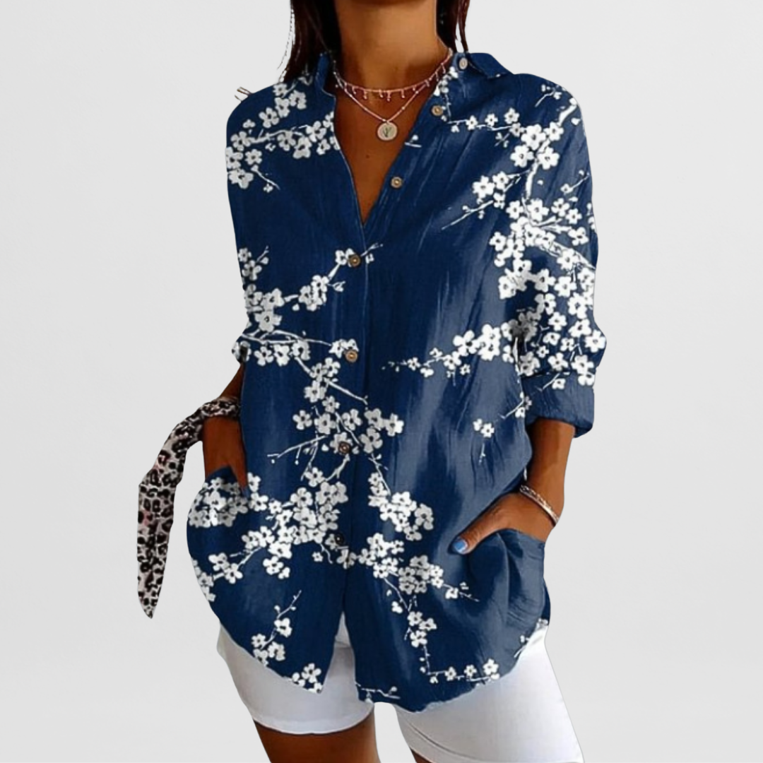 Bluse Damen | Gemustert & Lässig Elegant mit Knopfleiste