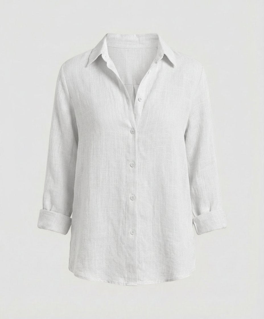 Bluse Damen | Klassische Hemdbluse mit Dreiviertelarm & Umlegekragen