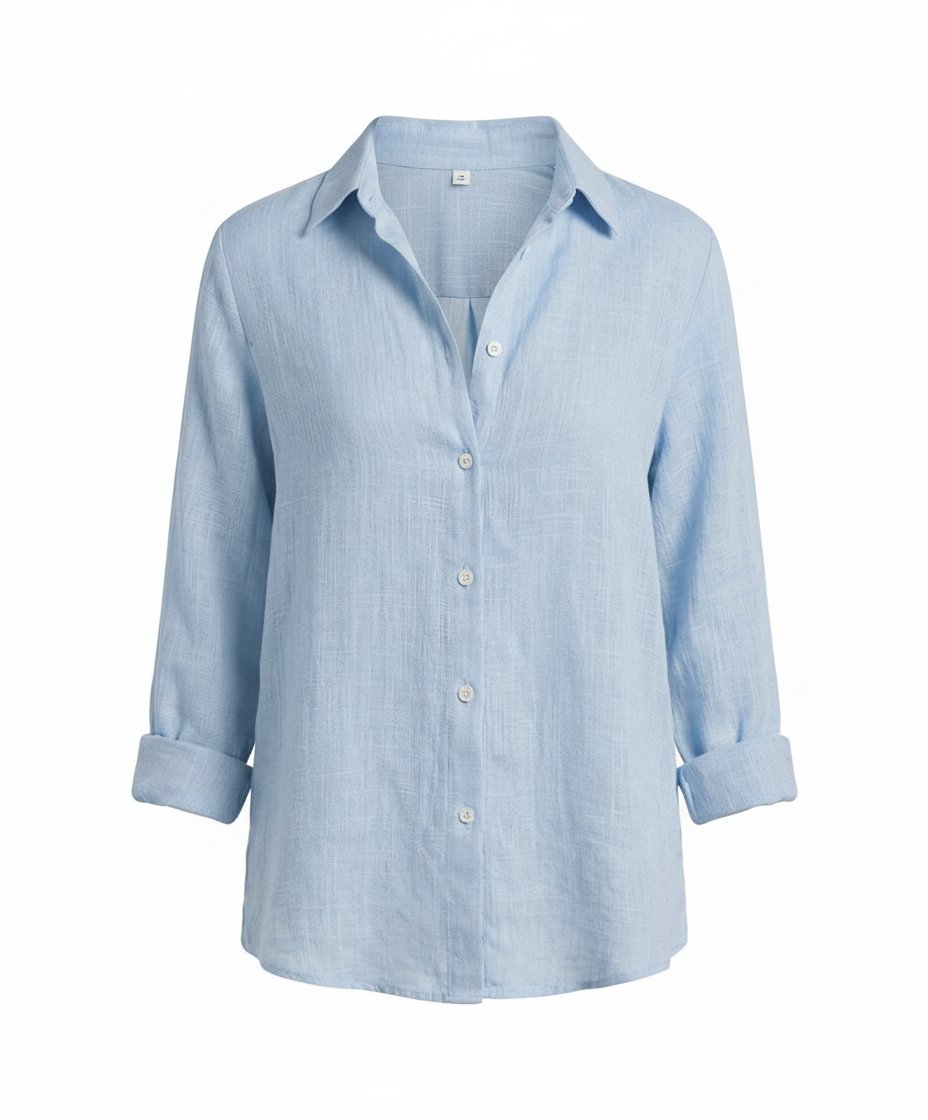 Bluse Damen | Klassische Hemdbluse mit Dreiviertelarm & Umlegekragen