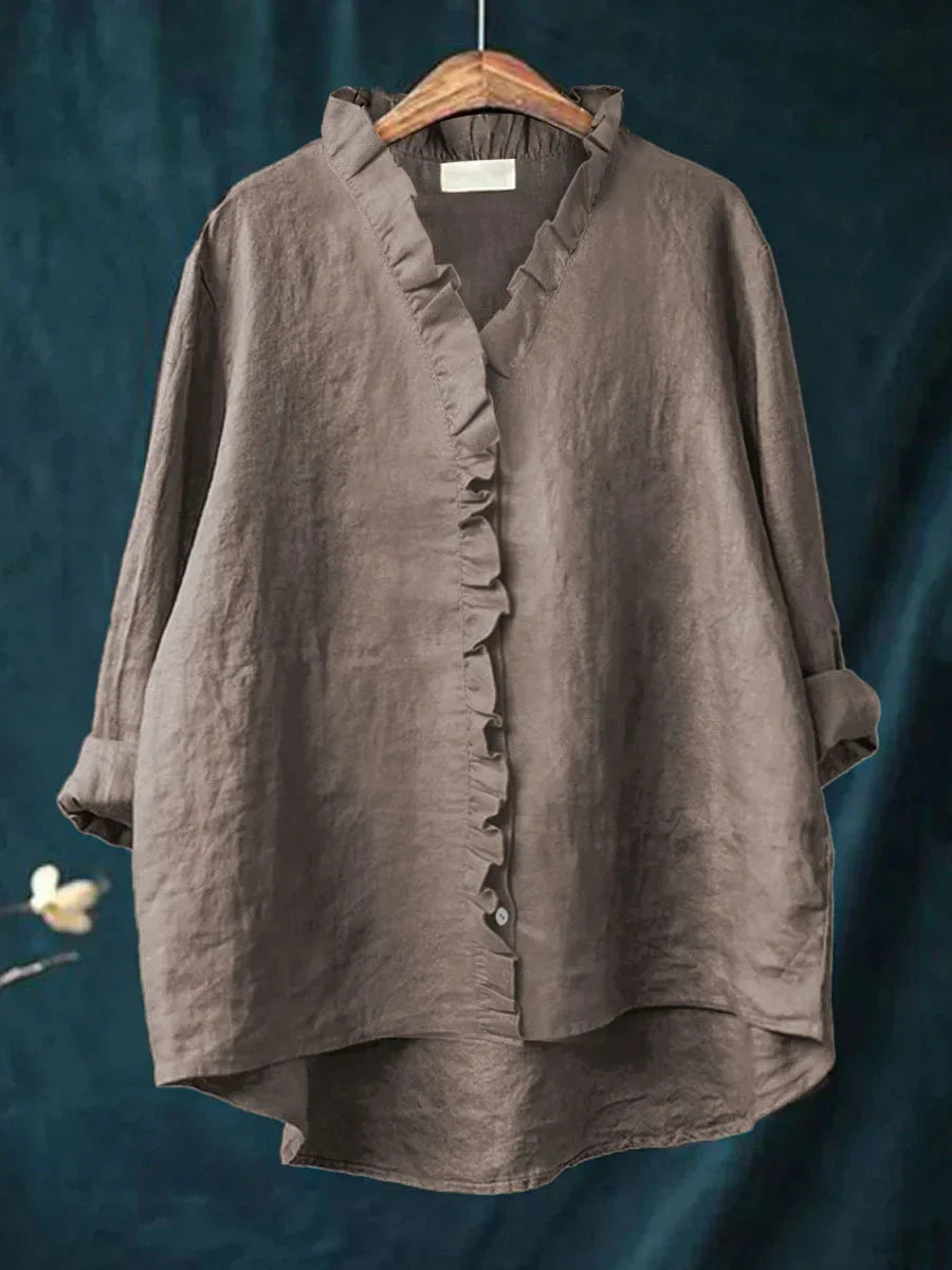 Bluse Damen | Lässig Elegant mit Rüschen & V-Ausschnitt