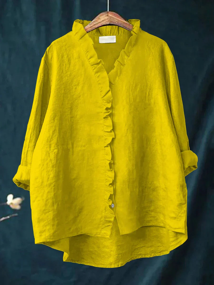 Bluse Damen | Lässig Elegant mit Rüschen & V-Ausschnitt