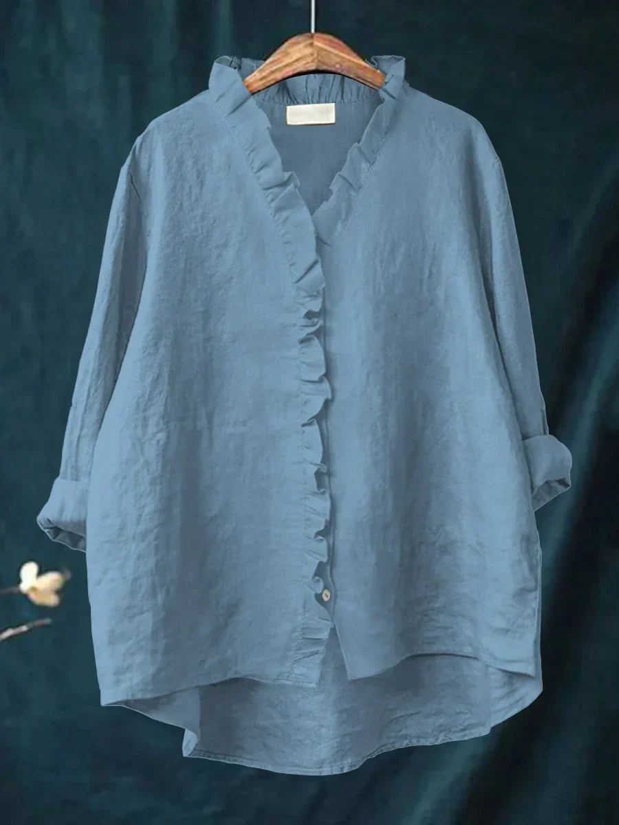 Bluse Damen | Lässig Elegant mit Rüschen & V-Ausschnitt