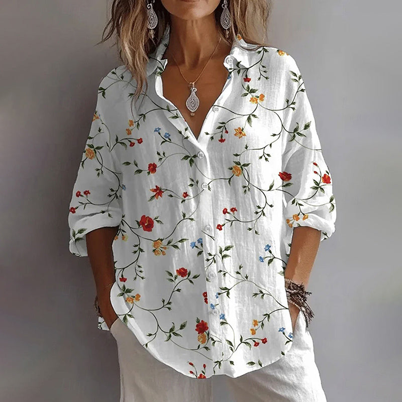 Bluse Damen | Romantischer Blumendruck & Langarm