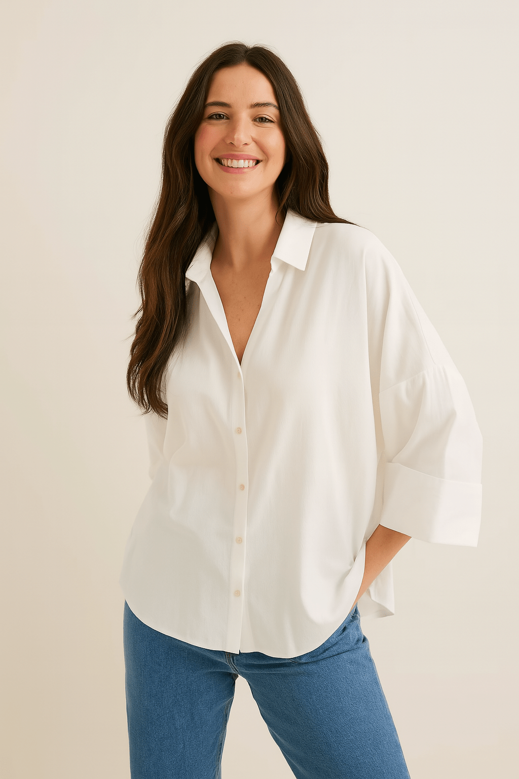 Jolie Oversize Bluse gestreift mit Knöpfen 2