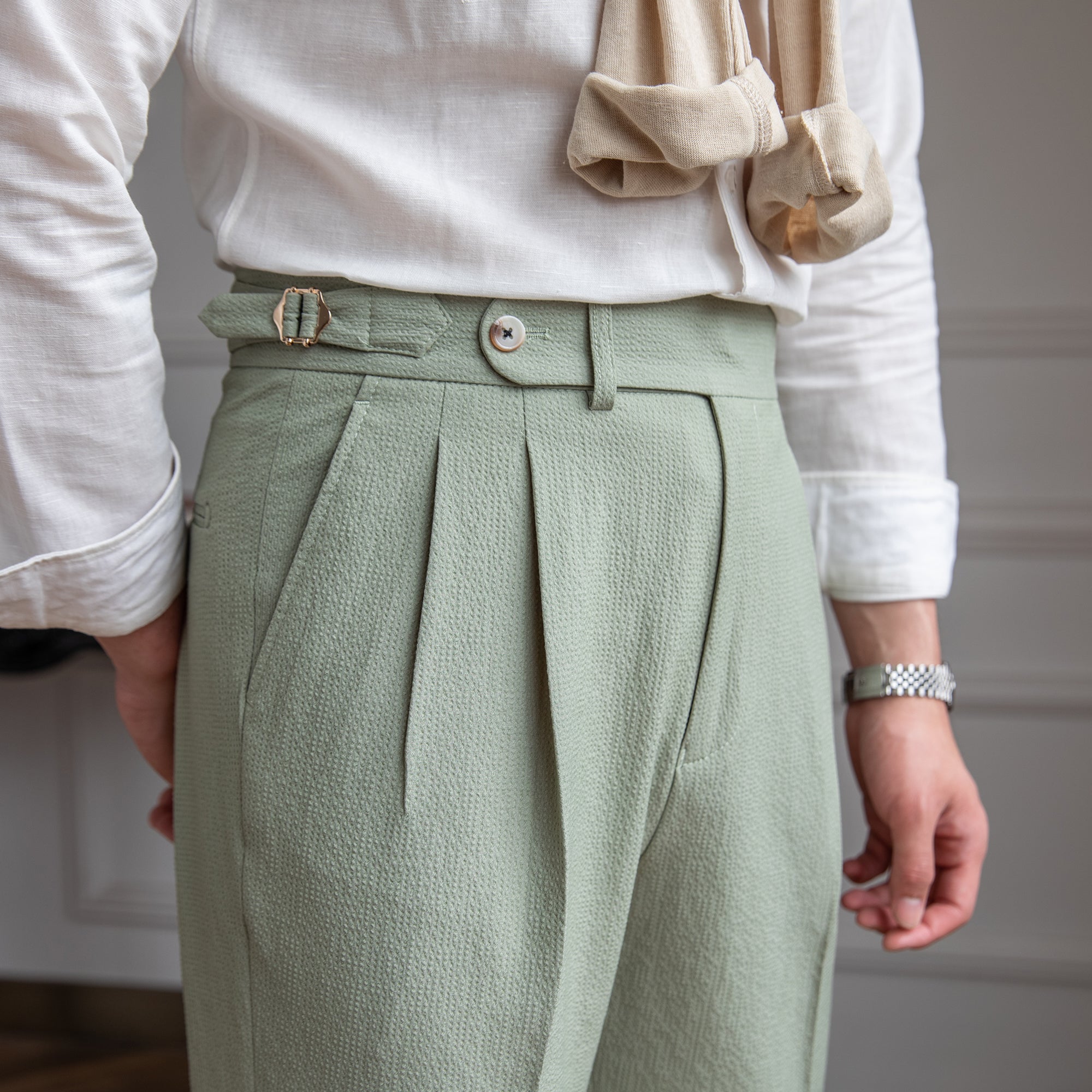 Branford | Herren High-Waist Work Trousers Pleated Ankle Length Klassischer Schnitt 9