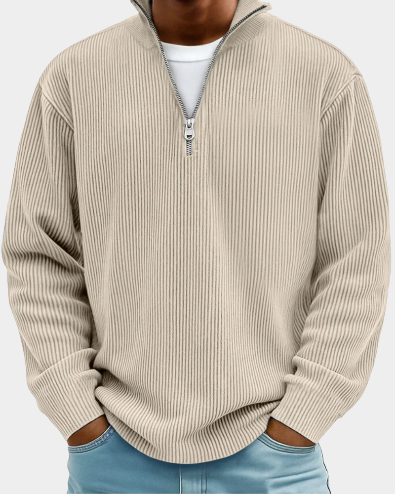 Calix | Trendiger gerippter Pullover mit Reißverschluss 6