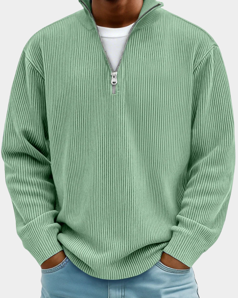 Calix | Trendiger gerippter Pullover mit Reißverschluss 7