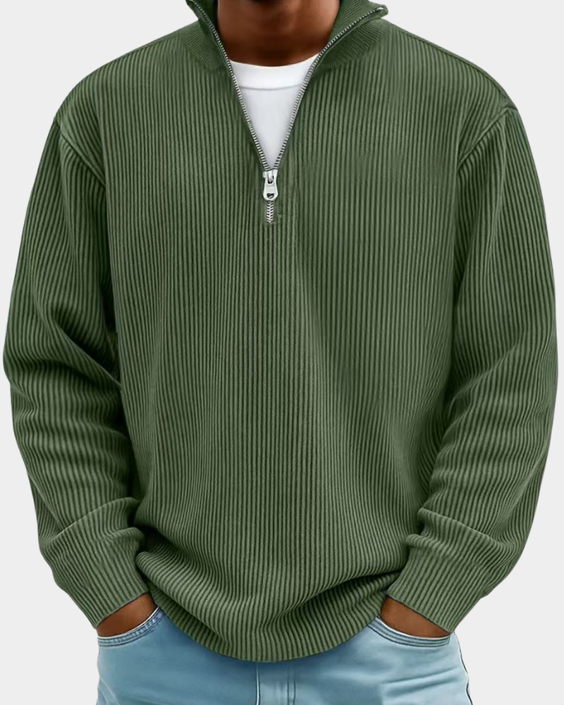 Calix | Trendiger gerippter Pullover mit Reißverschluss 8