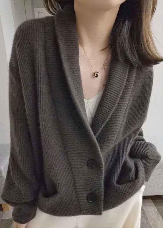 Callista - Graue grob gestrickte Oversize-Strickjacke