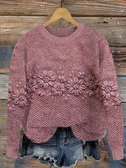 Camila - Przytulny sweter jacquard z kwiatowym wzorem
