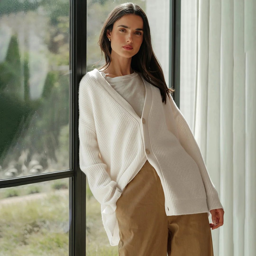 Cardigan Damen Oversized | V-Ausschnitt & Knopfleiste