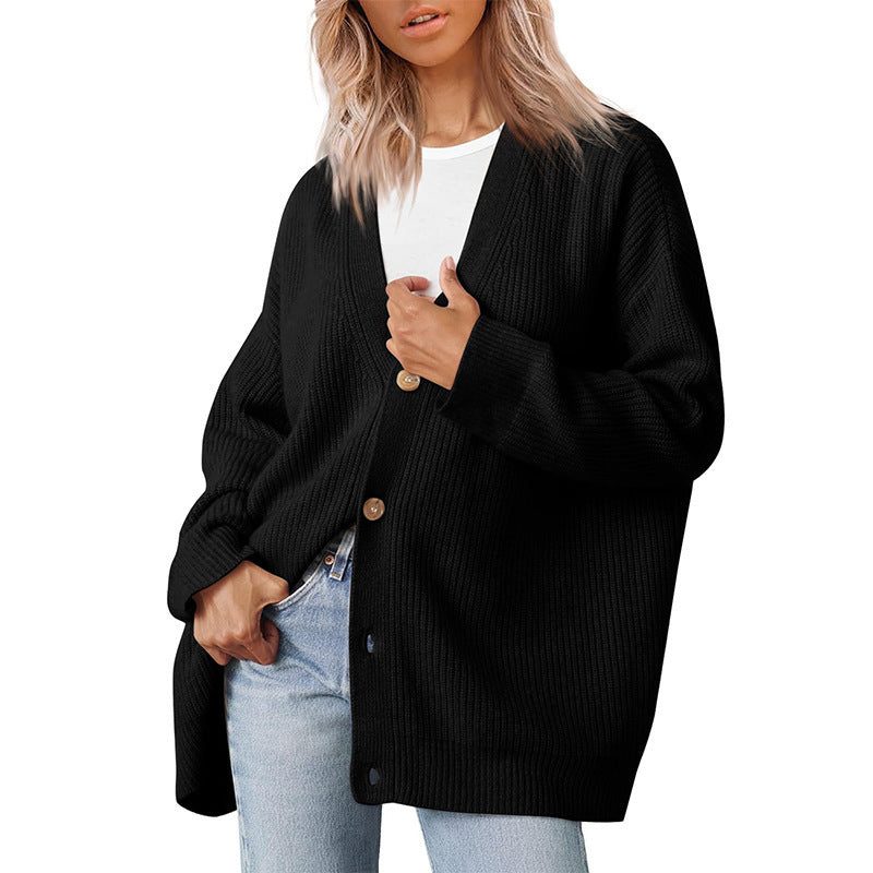 Cardigan Damen Oversized | V-Ausschnitt & Knopfleiste