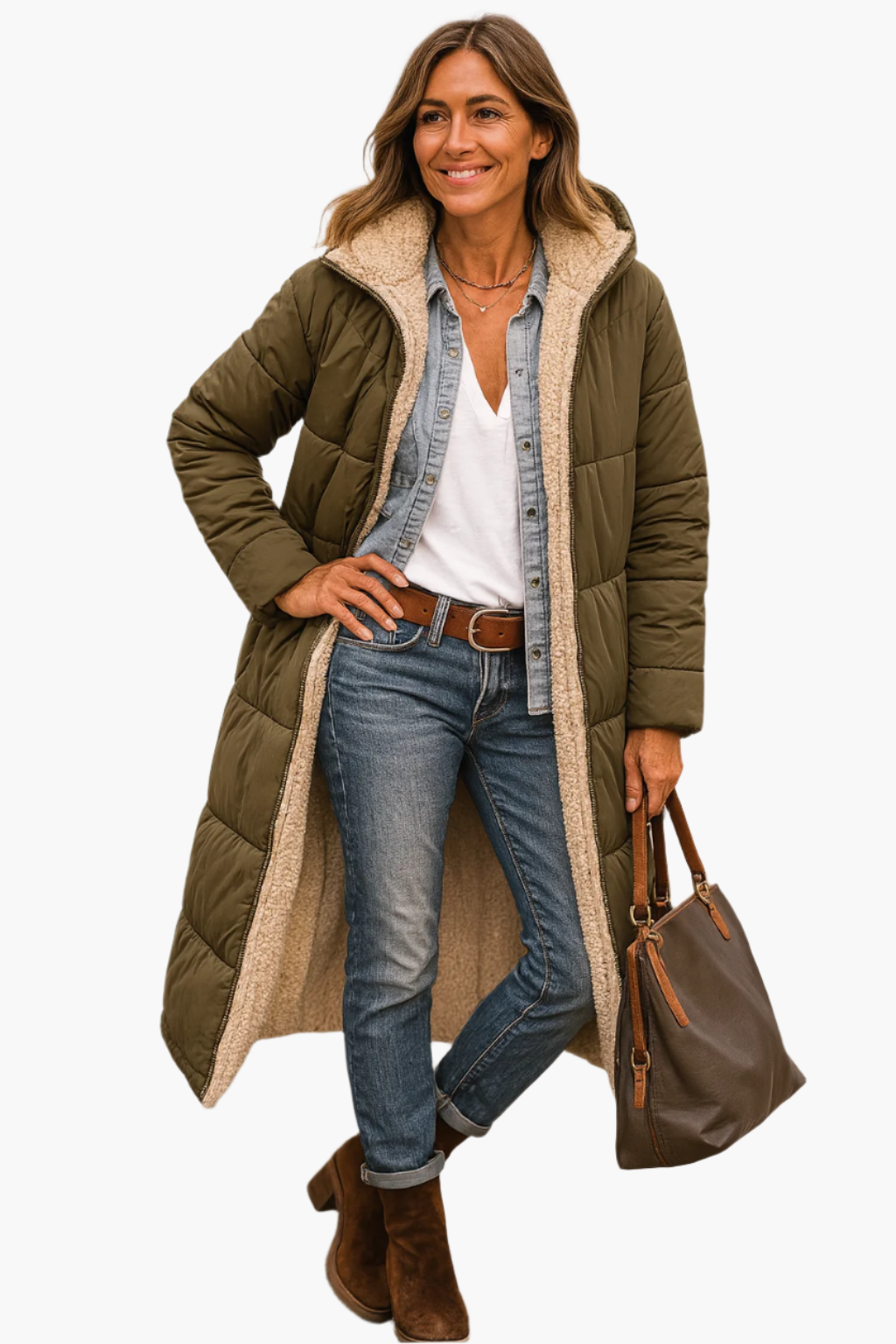 Steppjacke Damen | Lang mit Kapuze für Winter 5
