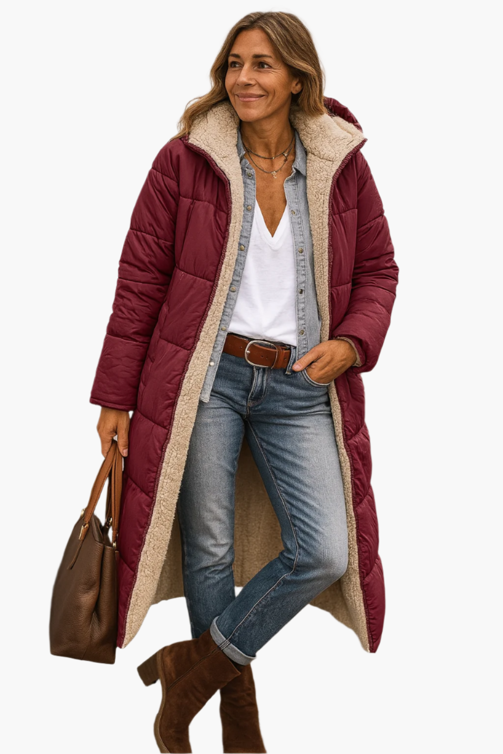 Steppjacke Damen | Lang mit Kapuze für Winter 6