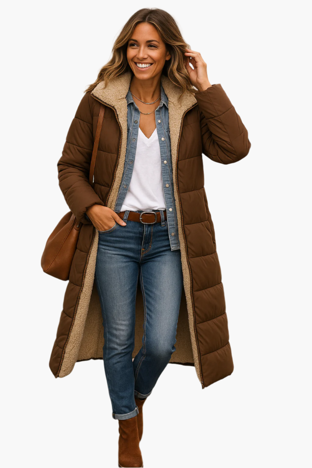 Steppjacke Damen | Lang mit Kapuze für Winter 7