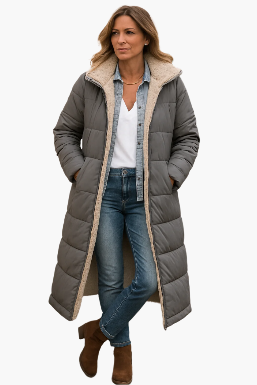 Steppjacke Damen | Lang mit Kapuze für Winter 3
