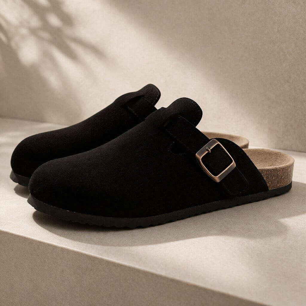 Clogs aus Wildleder Damen Herren | Verstellbare Schnalle & Fußbett-Komfort