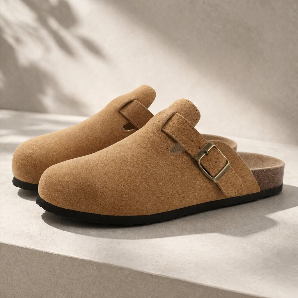 Clogs aus Wildleder Damen Herren | Verstellbare Schnalle & Fußbett-Komfort