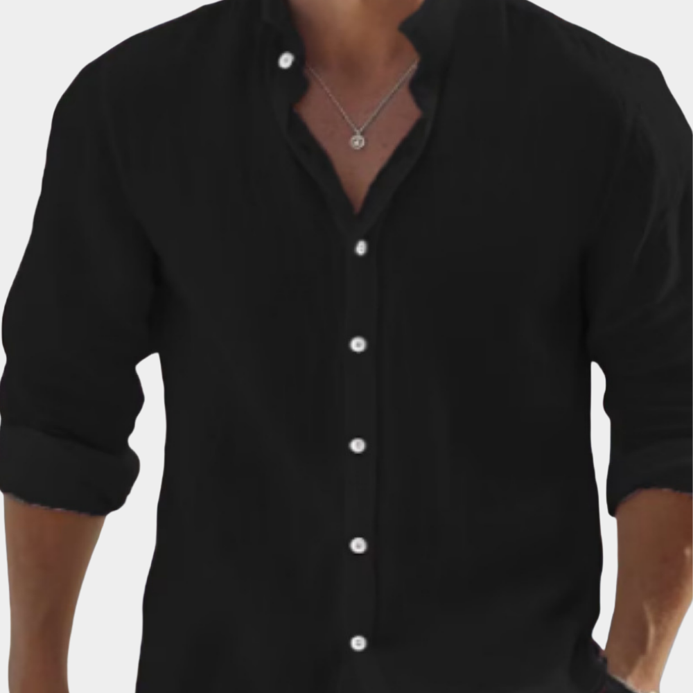 Langarm Hemd Herren | Stehkragen & Locker