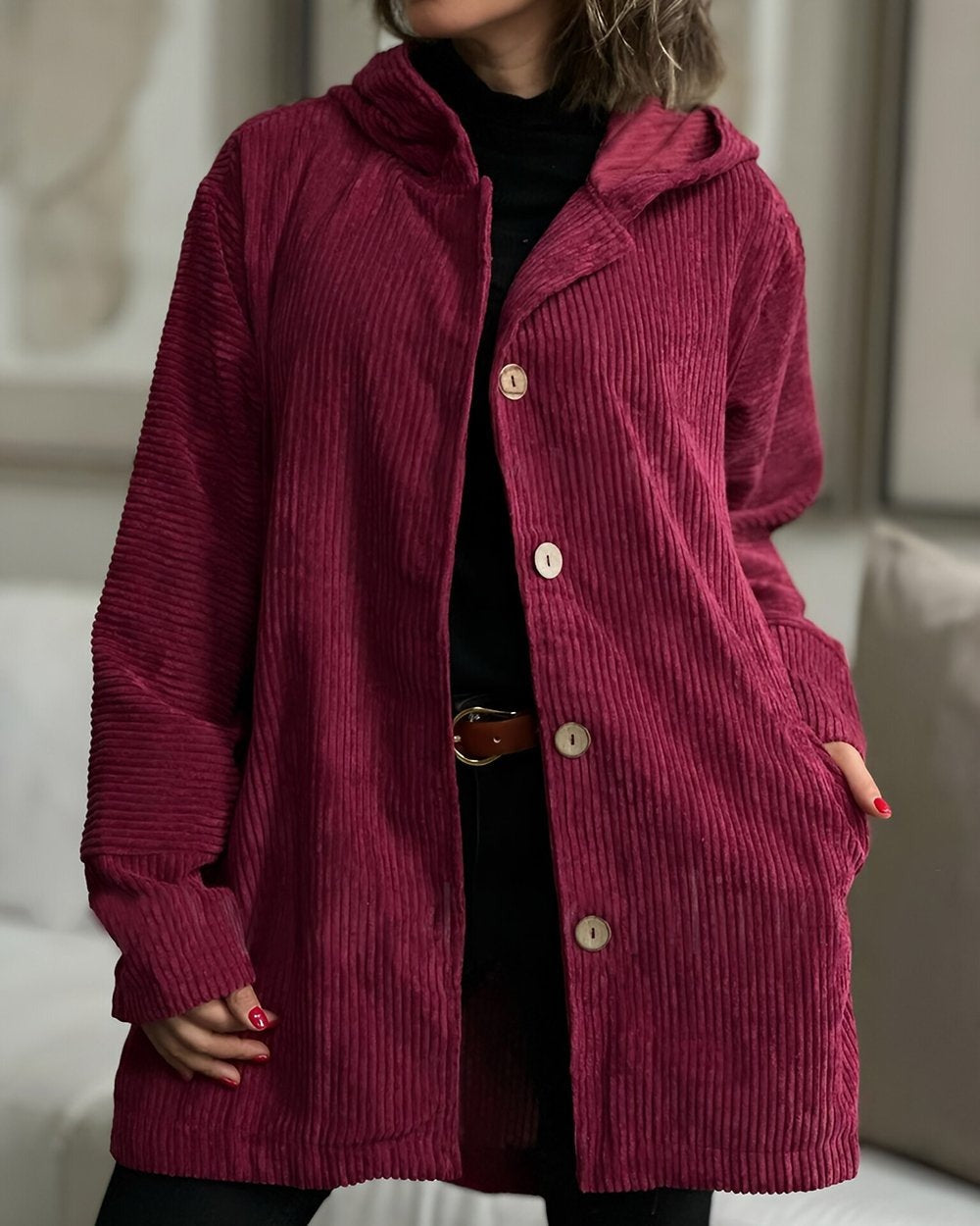 Cordia | Gemütliche Cordjacke mit Kapuze 0