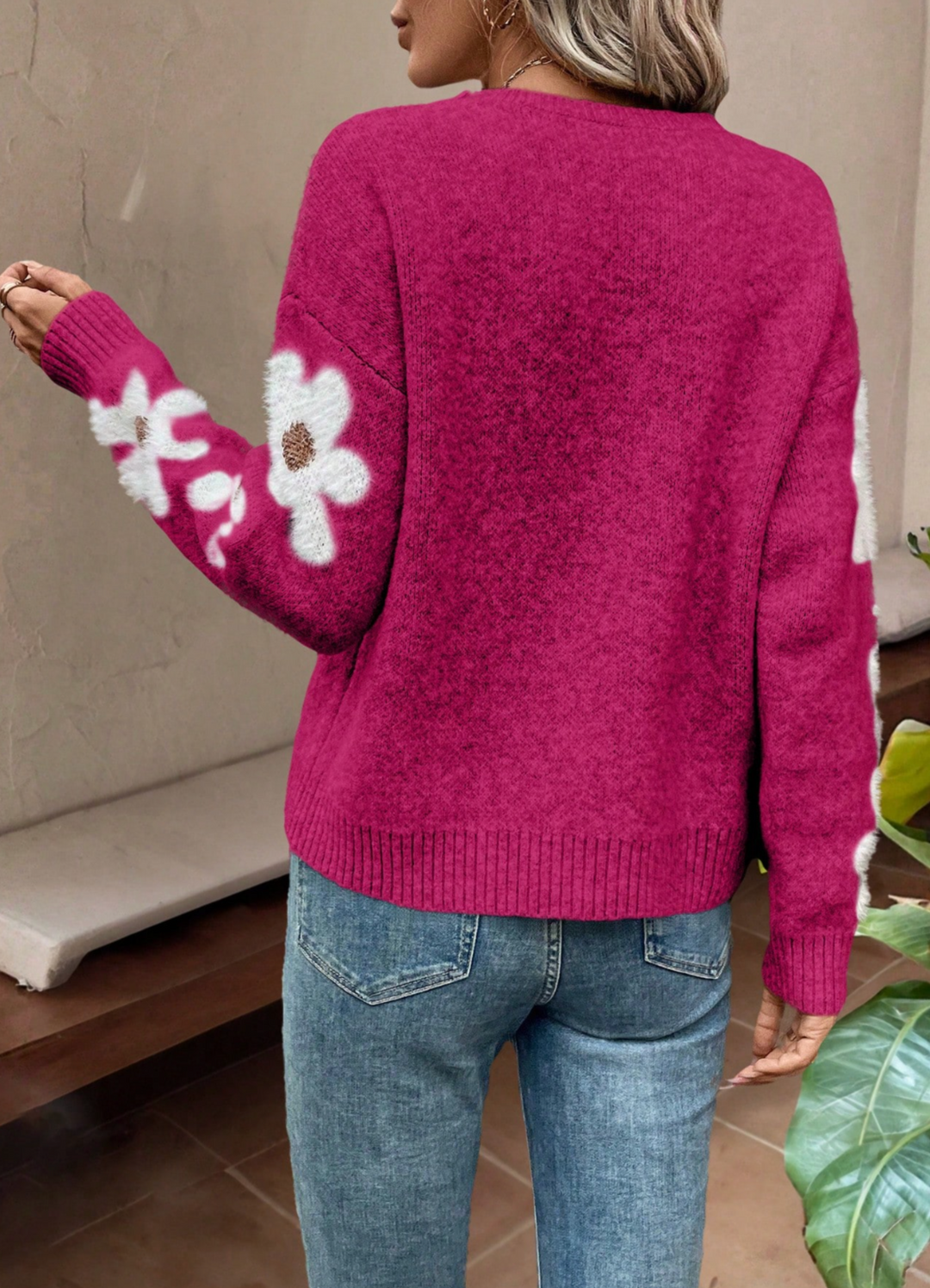 Strickpullover Damen | Verspielte Blumenstickerei 11