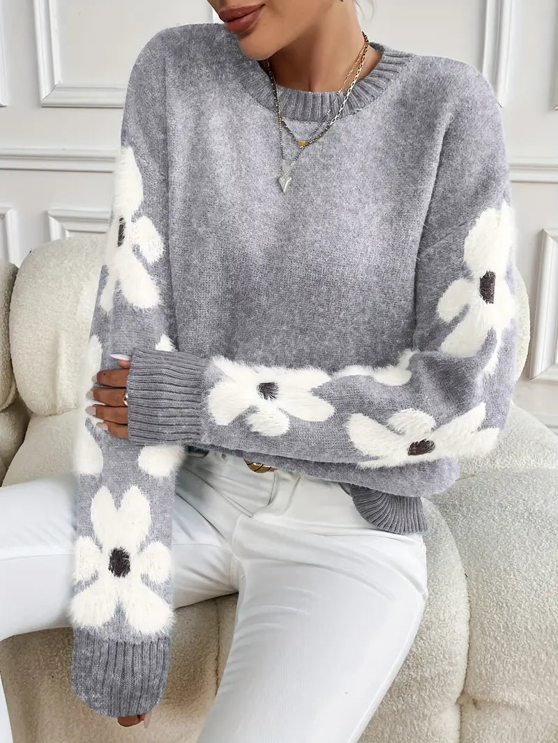 Strickpullover Damen | Verspielte Blumenstickerei 5