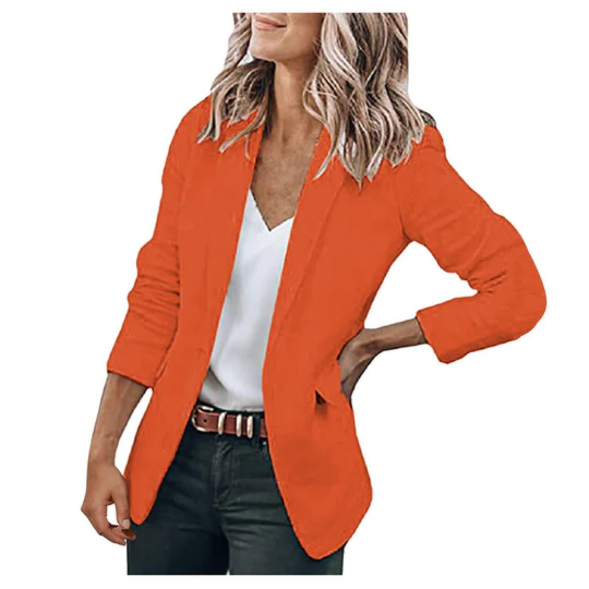 Damen Blazer tailliert Reverskragen Pattentaschen mit Rückenschlitz