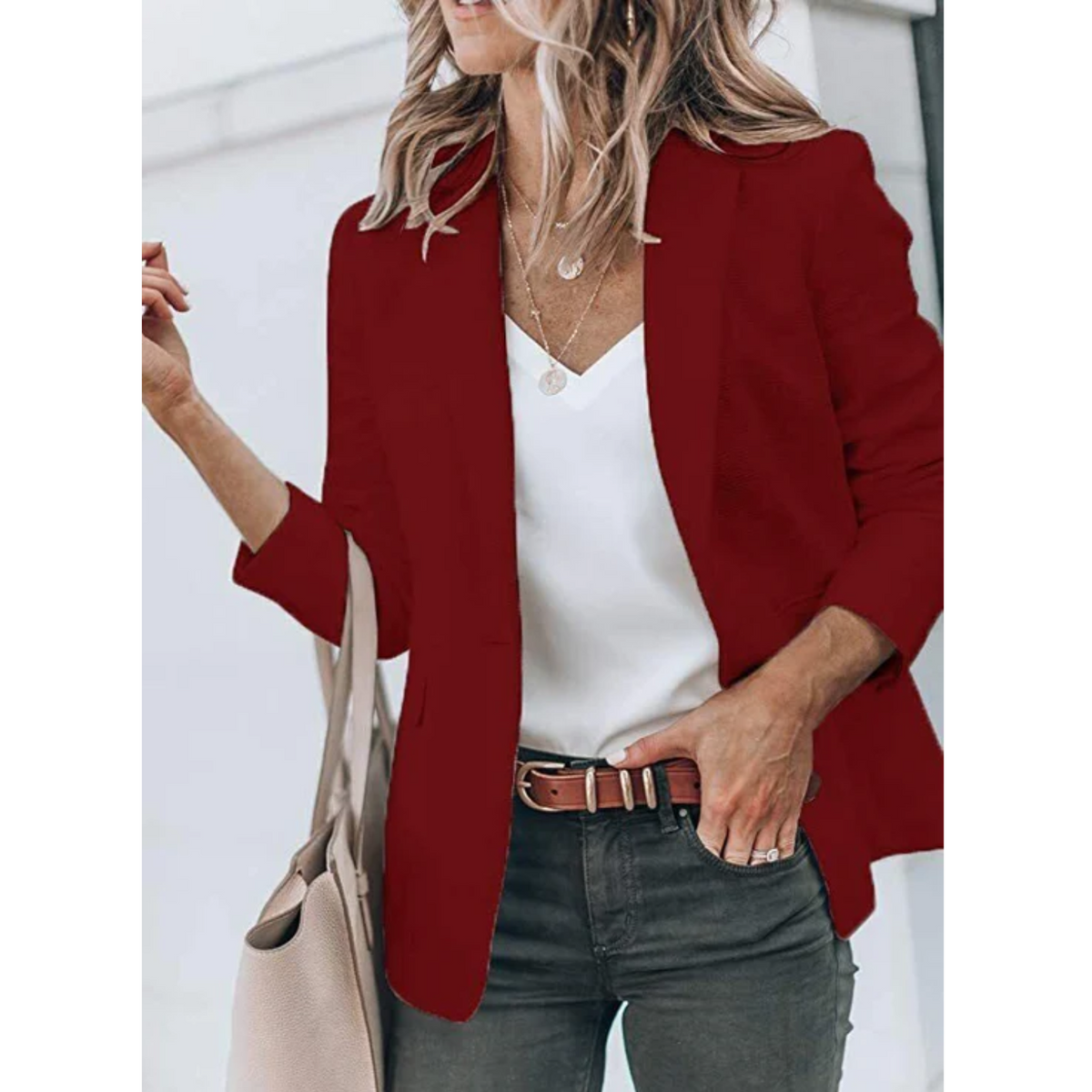 Damen Blazer tailliert Reverskragen Pattentaschen mit Rückenschlitz