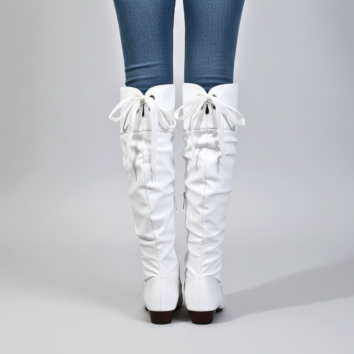Damen Boots Mandelzehe Slouch Schaft locker fallend mit Blockabsatz