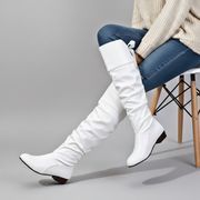 Bottes pour femme à bout en amande, tige souple à effet plissé et talon bloc